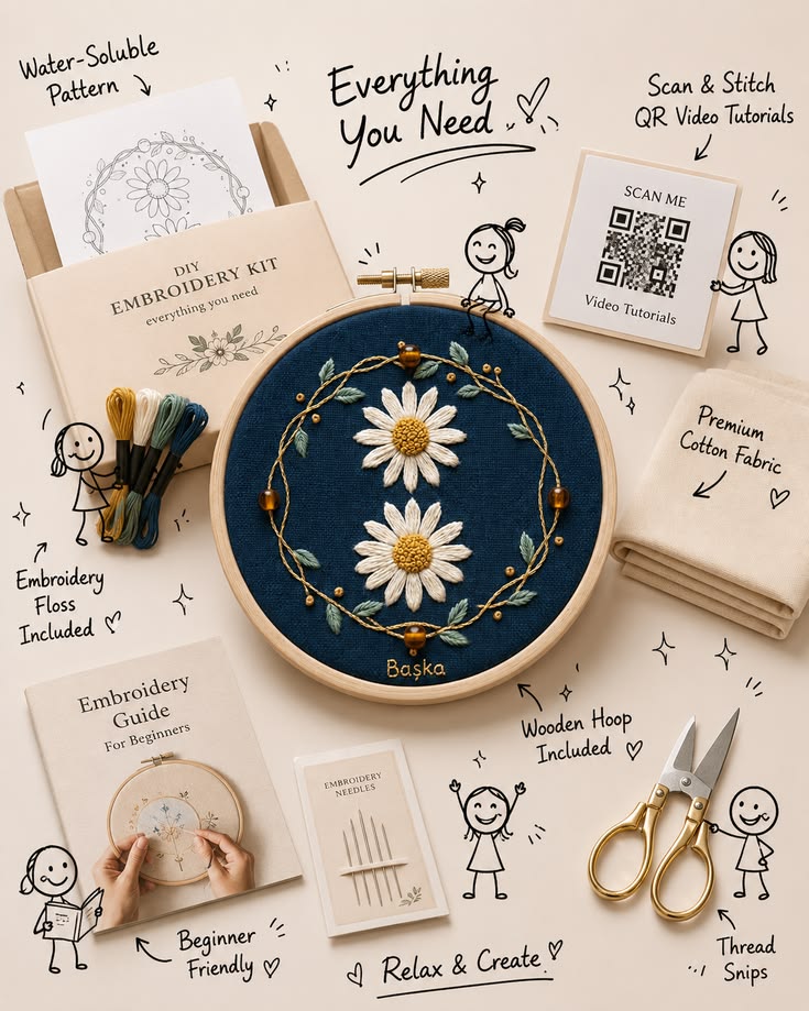 BUZZCRAFT Hand Embroidery Starter Kit